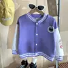 Chaqueta de Béisbol para Niñas Otoño e Invierno Nuevo Estilo Universitario Manga Estampada Versátil Cálido para Niños Venta al por Mayor