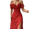 Diseño independiente de investigación y desarrollo estilo europeo y americano nuevo vestido de verano floral sexy con tirantes franceses para mujer 2022