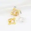 Pingente de Trevo de Quatro Folhas Borboleta Coração de Pêssego com Microincrustação de Zircônia em Ouro Real 18K que Preserva a Cor Material para Contas de Pulseira DIY D103B