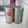 Cubo de basura de acero inoxidable Cubo de basura vertical para vestíbulo Centro comercial Hotel Cubo para cáscaras de fruta Tapa abatible Tapa de vaivén Cubo de basura para exteriores