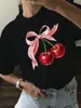 Envío Gratuito Transfronterizo 180g En Stock Estación Independiente Ropa de Mujer Europea y Americana Transfronteriza Estampado de Cerezas Manga Corta Aliexpress Amazon Camarón