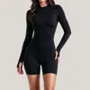 Traje de fitness ajustado de una pieza, con cremallera, manga larga, estilo europeo y americano transfronterizo, mono deportivo, traje de running, conjunto de yoga y atuendo de ciclismo