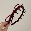 Diadema de Terciopelo Estilo Coreano con Corona Alta para Mujer, Diadema Vintage con Lazo Ondulado, Elegante y Sofisticada, Pinza Antideslizante para el Cabello