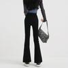 Calça Jeans Flare Cintura Alta para Mulheres, Primavera 2023, Corte Slim, Petite, Calça Reta Elástica Comprimento Total Slim