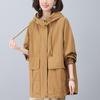 Gabardina popular de este año para mujer, primavera y otoño 2024, nueva madre, talla grande, suelta, informal, larga, con capucha, de algodón.