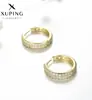 Pendientes de Moda Europeos y Americanos Xuping Jewelry, Pendientes Exagerados de Doble Fila con Circonitas Brillantes, Clips para Orejas, Pendientes Personalizados Transfronterizos