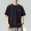 Roupa Masculina Shanggu 280g Algodão Puro Pesado Marca da Moda Manga Curta Gola Redonda Estilo Japonês Solta T-shirt Masculina Sorona Refrescante