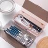 Caja de palillos con tapa para el hogar, de escritorio, con drenaje, a prueba de polvo, de plástico transparente, para guardar palillos, cuchara, cuchillo, tenedor, vajilla