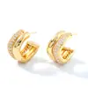 Pendientes Retro Doble C Europeos y Americanos Moda Elegante Nicho Forma de Media Luna Sin Color Simples Pendientes de Alta Gama para Mujer