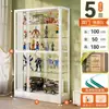 Vitrina de cristal con cerradura, totalmente transparente, con luces, gabinete a prueba de polvo para uso doméstico, vitrina de sala de estar, estante de exhibición de modelos