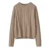 Suéter de Cachemira 100% Puro para Mujer Diseño Calado Otoño e Invierno Nuevo Cuello Redondo Interior Holgado Estilo Lazy Suéter de Moda Trenzado
