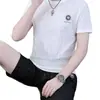 Conjunto casual de shorts de manga corta de seda helada transfronterizo de verano, conjunto de dos piezas holgado para hombre de verano, talla grande