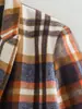 Exportación Transfronteriza Otoño 2025 Nueva Moda Versátil Cuadros Lana Solapa Slim Lana Chaqueta de Un Solo Botón para Mujer