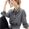 Nuevo Diseño Otoño 2025 Aspecto Adelgazante en la Cintura Versátil Casual Moda para el Trabajo Camisa de Color Sólido Camisa Sencilla para Mujer