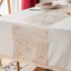 Amazon transfronterizo caliente dorado bronceado camino de mesa rectangular poliéster boda cumpleaños boda decoración de mesa para el hogar