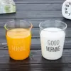 Taza para Bebidas de Jugo para el Hogar con Letras en Inglés, Taza de Vidrio, Taza de Café Transparente Transfronteriza, Diseño Creativo, Taza de Leche Estilo Japonés