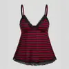Novo estilo de verão transfronteiriço europeu e americano no AliExpress: Regata sexy estilo punk Y2K com decote V, blocos de cor e listras, alças finas para mulheres