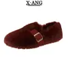 Zapatos Mary Jane estilo Birkenstock 100% algodón, calzado de exterior para mujer, nueva colección otoño/invierno, forro polar para abrigar, zapatos de algodón para mujer, zapatos sin cordones