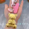 Chaveiro Urso de Ouro Puro 999 Desenho Animado Fofo Corrente para Celular Bolsa Pingente de Casal Pingente de Carro Ouro Shuibeijin