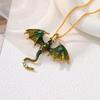Yunjin Retro Goteo de Aceite Dibujos Animados Estilo Dragón Colgante Moda Europea y Americana Collar de Pareja Animal con Incrustaciones de Diamantes Suministro Transfronterizo