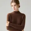 Novo suéter de tricô com gola alta parcial para outono e inverno, blusa de manga comprida feminina, cor sólida, estilo básico para o trabalho, roupa íntima feminina