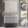 Yida Puede Personalizar Paneles de Puerta Pintados de Roble Gris Hierro Gabinete de Baño Gabinete con Lavabo de Mano para Baño Juego de Gabinetes de Baño