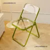 Cadeira transparente para fotografia, cadeira dobrável acrílica minimalista com encosto, banqueta para maquiagem, cadeira de jantar para casa, fotografia residencial