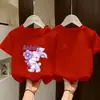 Nuevas camisetas de verano para niños mayores, ropa infantil de algodón puro con dibujos animados, camisetas elegantes y modernas, camisetas de manga corta para niñas