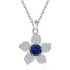 Collar Cruzado Europeo y Americano de Plata de Ley S925 Trébol de la Suerte de Amazon Colgante de Flor Versátil de Doce Piedras de Nacimiento Cadena para Clavícula