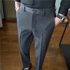 Pantalones de traje con cintura elástica para hombre, tela engrosada para otoño e invierno, totalmente cubiertos, mano de obra fina, bordado en la cintura trasera, pantalones casuales para hombre, venta al por mayor