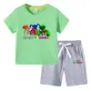 2023 Camiseta infantil verão novo comércio exterior roupas infantis em algodão coreano calças de manga curta infantil terno de duas peças