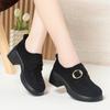 Zapatos de Velcro para Mujer Dropshipping, Zapatos Pequeños de Cuero Retro, Zapatos de Mujer Otoño e Invierno, Tacones Gruesos, Suelas Suaves, Birkenstocks