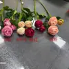 Flores Artificiales de Tela de Seda con Cruz de 3 Cabezas Loto Abierto Peonía Adornos de Decoración para el Hogar Bodas Flores Realistas de Alta Gama