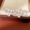 Brincos Pingente de Pérola com Zircônia Agulha de Prata Estilo Coreano, Brincos Versáteis Elegantes de Luxo Leve, Brincos da Moda de Nicho de Alta Qualidade para Mulheres