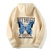 Sudadera casual con capucha de moda con letras nuevas de exportación europea y americana 2024 con mariposas multicolores