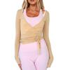 Tops de Punto de Manga Larga con Diseño Versátil Anudado de Ajuste Ceñido Casual para Mujer Europeo y Americano Transfronterizo, Blusas Cómodas y Transpirables