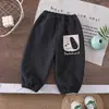 Calças de fleece infantis para outono e inverno, calças de moletom para meninos, calças esportivas para meninas, calças quentes espessadas e forradas com fleece para bebês e crianças pequenas