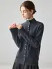 Cárdigan de cachemira para mujer 100% cachemira de cabra pura, nuevo abrigo de punto de cuello medio alto para otoño e invierno, camiseta básica de corte ajustado
