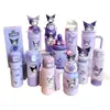 Termo de Paja Kuromi Sanrio para Niños, Taza de Agua Portátil con Popote para Niñas, Estudiantes de Primaria para Ir a la Escuela