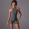 Roupas de Yoga para Esportes de Alta Intensidade para Embelezar as Costas, Macacões Justos de Secagem Rápida, Macacões Fitness Cor da Pele com Zíper, Processados e Personalizados