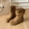 Botines Retro Melard Estilo Otoño 2026 para Mujer con Tacón Oculto, Estilo Vaquero Fruncido, Botines Cortos de Moda