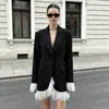 Traje elegante de encaje estilo francés transfronterizo FCB para mujer, diseño otoño/invierno 026, disponible en sitios web independientes, estilo de mujer negro