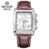 Reloj para hombre megir de venta caliente, reloj de hombre cuadrado de cuero multifuncional de cronometraje retro ligero de moda 2028