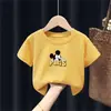 2150 # Camisetas de Verano de Algodón Puro de Manga Corta para Niños y Niñas, Tops de Verano de Media Manga para Niños de Tallas Pequeña y Mediana, Casuales y Versátiles