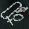 Collar Pulsera Reloj Conjunto Colgante Cruz Grande de Diamante Personalizado Hip-hop Impresionante Gama Alta Regalo para Hombres