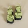 Sandalias de plataforma con lazo estilo Chanel para mujer, atuendo de verano, falda estilo hada retro, zapatos romanos con aumento de altura pequeño