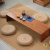 Cojín de Meditación Tatami Estilo Japonés, Esterilla Redonda para el Suelo, Esterilla Tejida de Ratán para Balcón, Esterilla Tejida de Paja