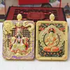 Nuevo Colgante Thangka del Señor Dragón Cinco con un Lado para el Señor Dragón Cinco y un Lado para el Buda Protector, Colgante Thangka Tridimensional de Doble Cara