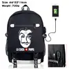 Mochila con estampado de billetes de La Casa de Papel, mochila para estudiantes, mochila de viaje para exteriores, mochila deportiva