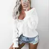 Novedad Otoño e Invierno 2026 Estilo Europeo y Americano Talla Grande Holgado Suéter de Punto Jersey Venta Caliente en Amazon Suéter de Punto Trenzado con Cuello en V Profundo